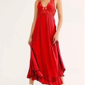Free People Red Maxi Adella Slip dress - S